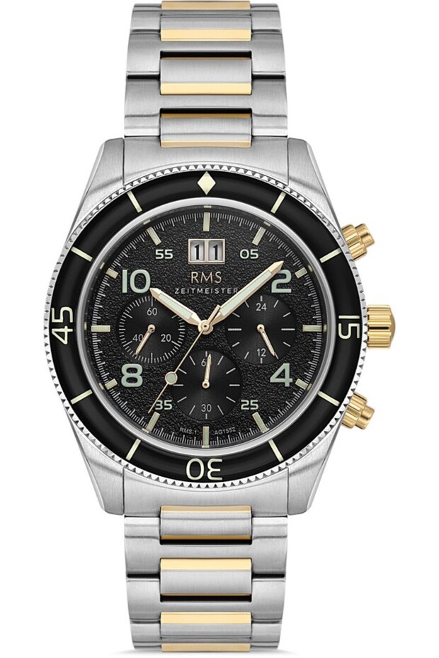 Rms Zeitmeister Rms.1.Ag1552.04 Functions Active Crystal Glass with Calendar Metallic-Gold Color Men's Wristwatch