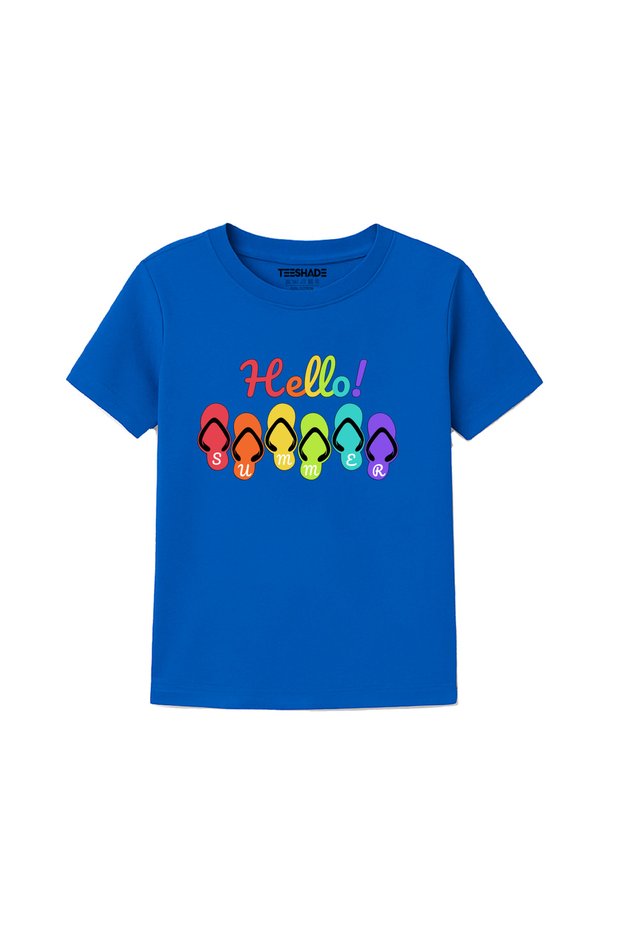 Hellow Summer T-Shirt for Unisex Kids 100% Cotton, Multiple Colors – Sizes 0-16 Years