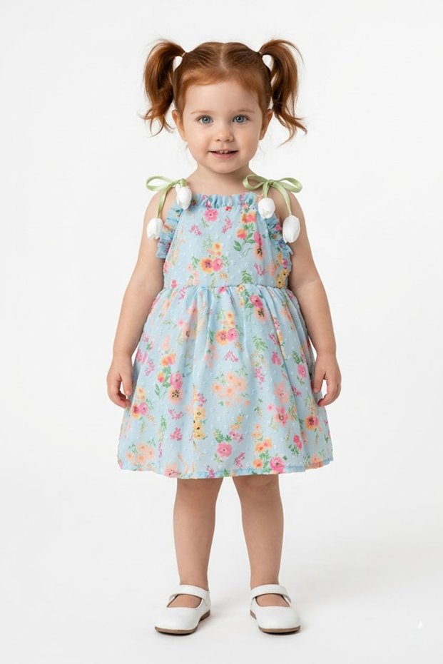 Baby Girl Girl Child Birthday Party Wedding Dress Short Sleeve Strap Sleeveless Lined Tulip Floral