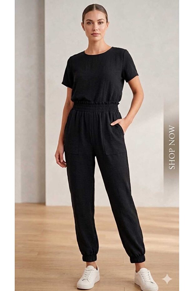 Elastic Waist and Pocket Aerobin Women's Trousers