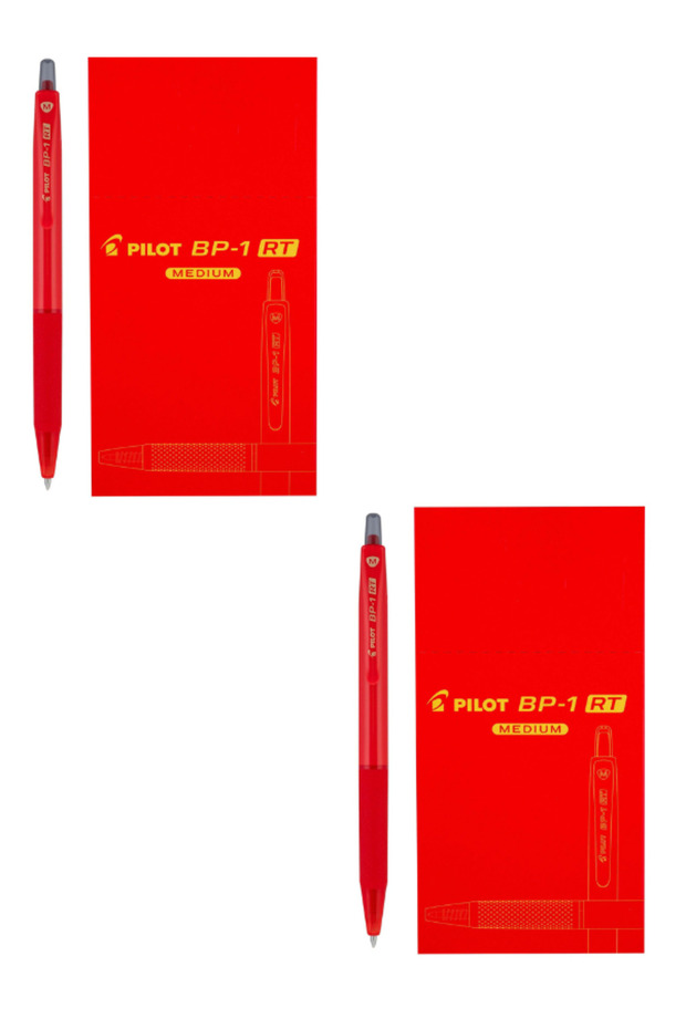 BP-1 RT-M-RD Medium Retractable Ball Pen, 0.7mm, Red, Pack of 2, 24Pcs