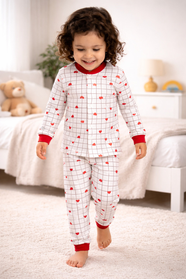 Girl's Cotton Front Snap Pajama Set 2-3Y 3-4Y 4-5Y 5-6Y