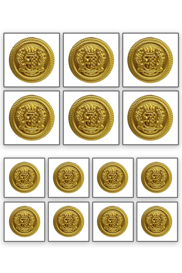 مجموعة أزرار سترة بليزر معدنية للرجال، 6 أزرار كبيرة (22 مم) و8 أزرار صغيرة (15 مم)