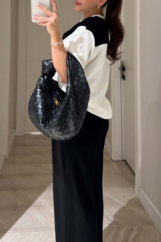 Women's Black Oversize Modal Fabric Tracksuit with Scarf Detail Esr083