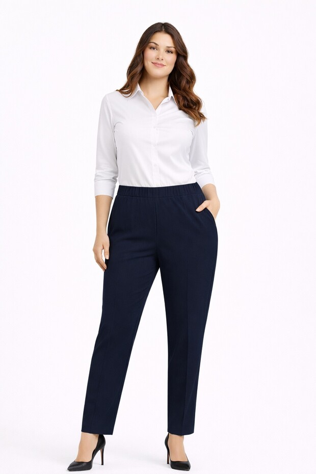 Women's Fabric Trousers with Elastic Waistband Bgl-St05283
