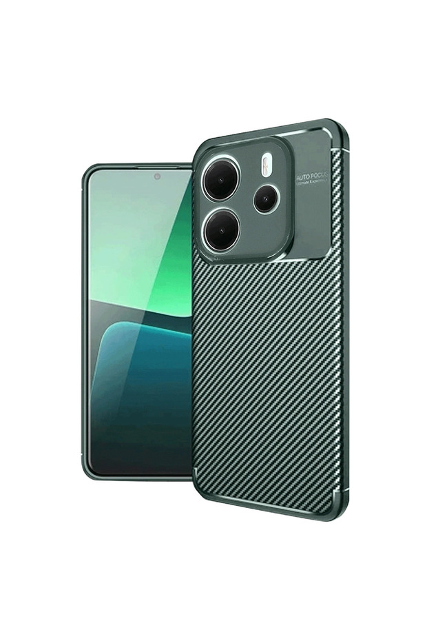 Xiaomi Redmi Note 14 4g Case Auto Focus Carbon Cover - Dark Green