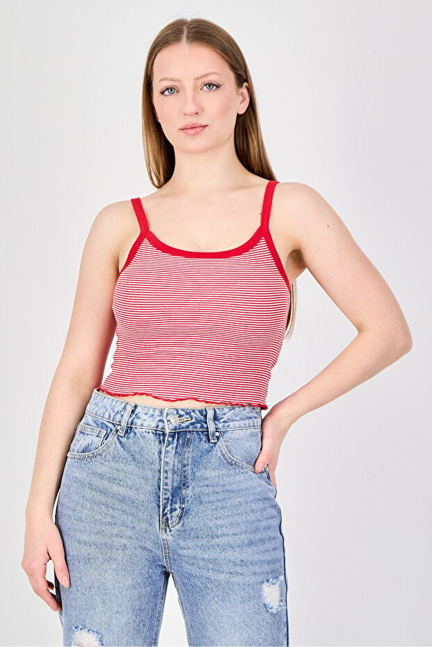 Women Square Neck Sleeveless Stripe Tank Top, Multicolor