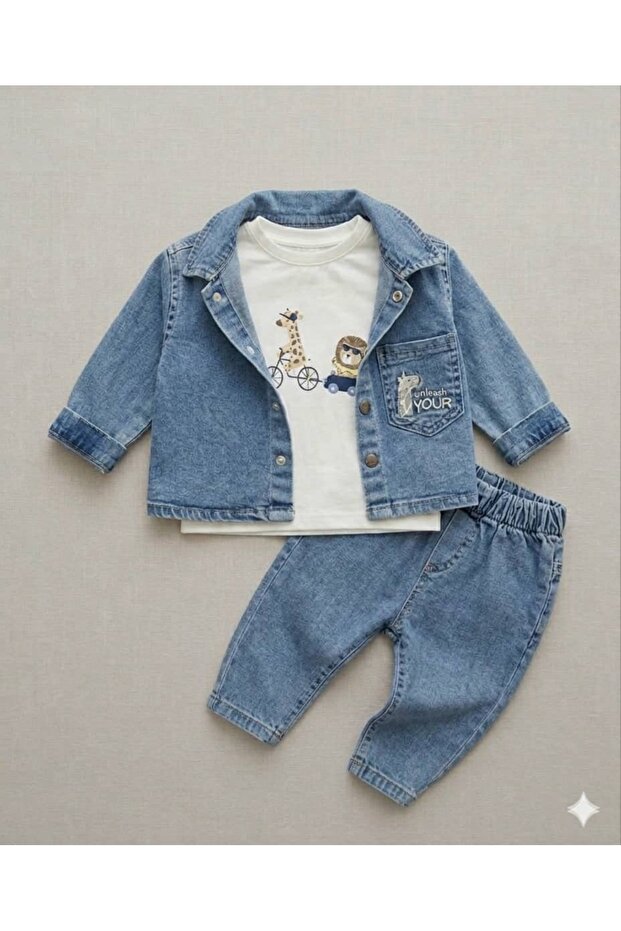 3-Piece Baby Boy Seasonal Denim Set - Blue
