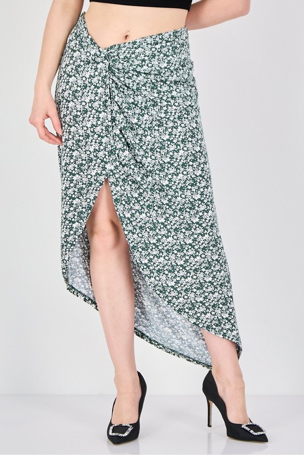 Women Floral Print Midi Skirt, Multicolor
