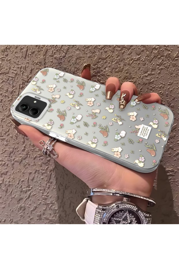 Samsung Galaxy A03/A04E/A04 Compatible Plain Floral Case, Drop-Resistant Silicone, Stylish and Durable