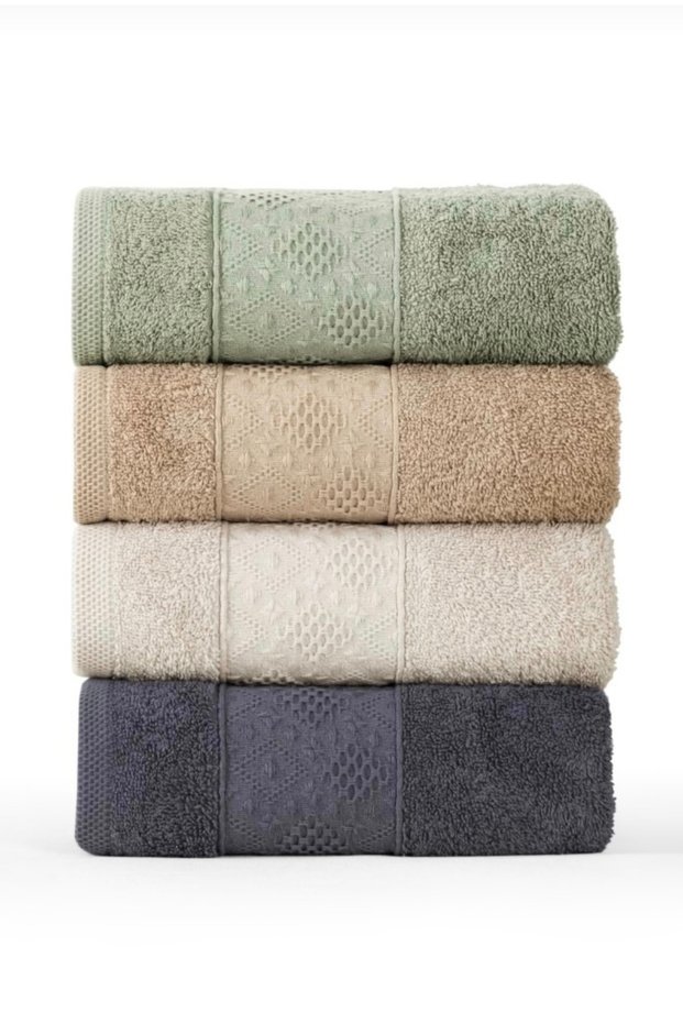 4 Lu Lux Jacquard Multi-Colored Bath Towels