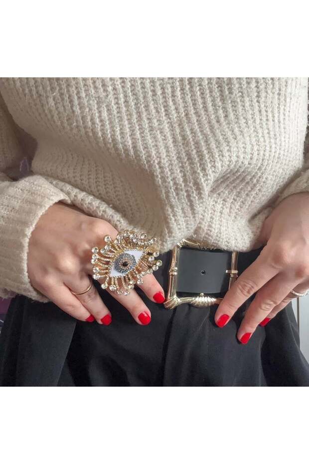 Crystal Stone Big Eye Ring