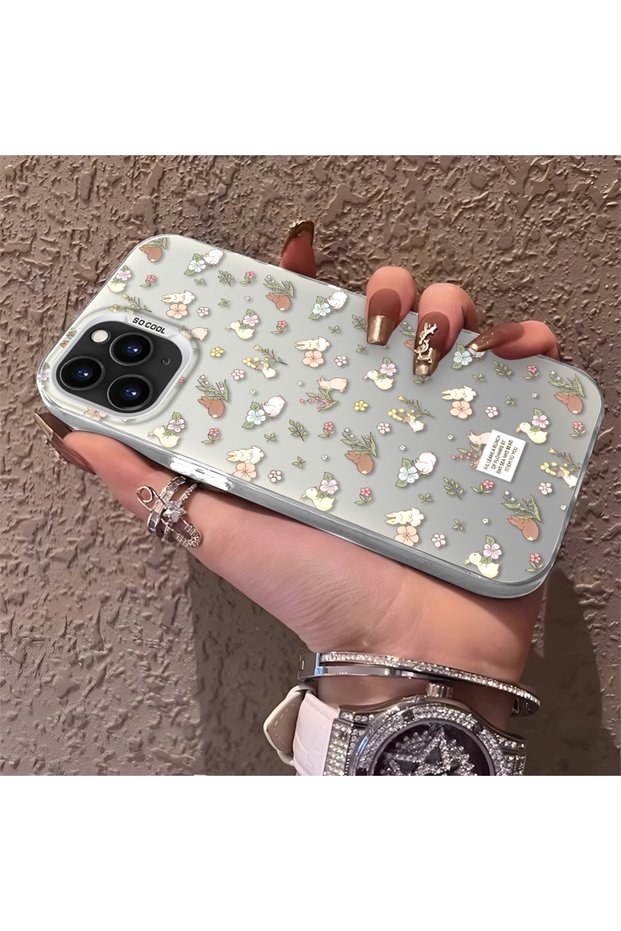 iPhone 11 Pro Compatible Plain Floral Case, Drop-Resistant Silicone, Stylish and Durable
