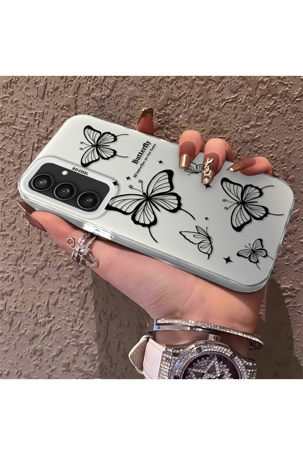 Samsung Galaxy S23 Fe Compatible, Evil Eye Butterfly Patterned, Full Coverage Protection, Stylish Case