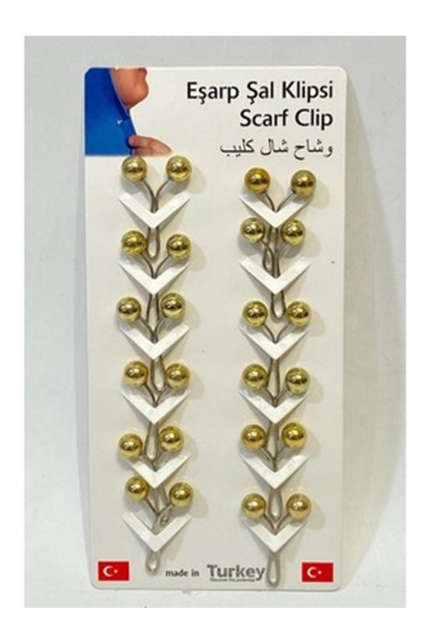Gold Scarf Pin with Pearls 6 Pieces
