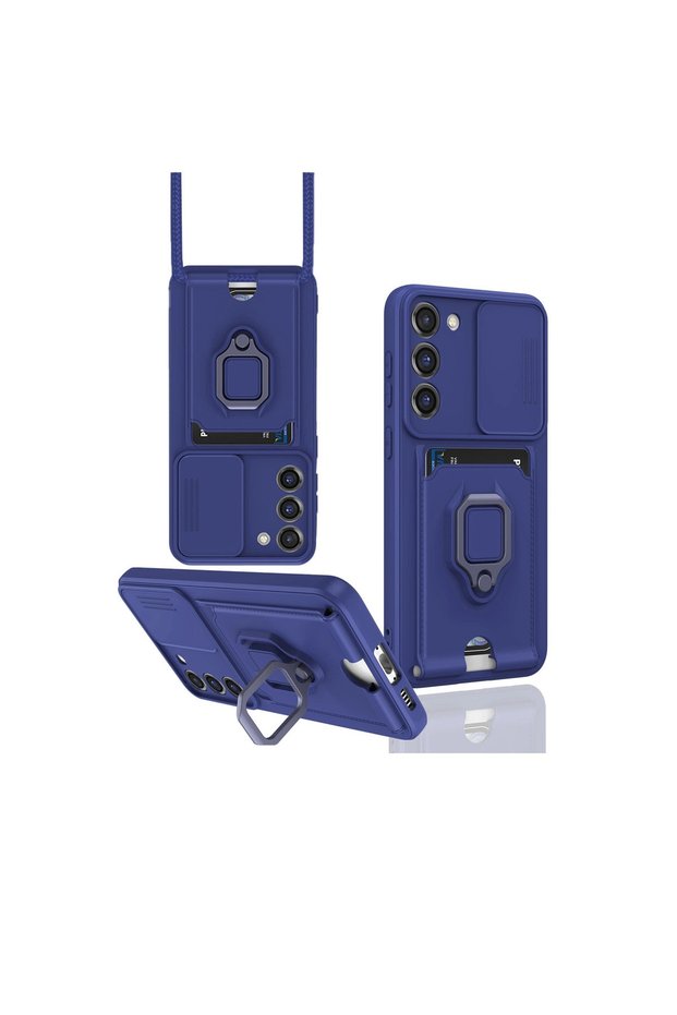 Samsung Galaxy S23 Plus Case Zuma with Ring Silicone with Business Card - Navy Blue