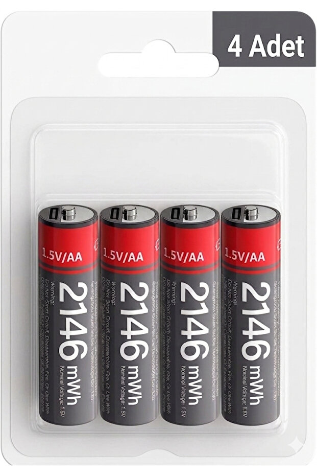 Yesido YP88 4 Adet Şarj Edilebilir Yüksek Verimli 1430 mAh 1.5V AA Pil - Siyah