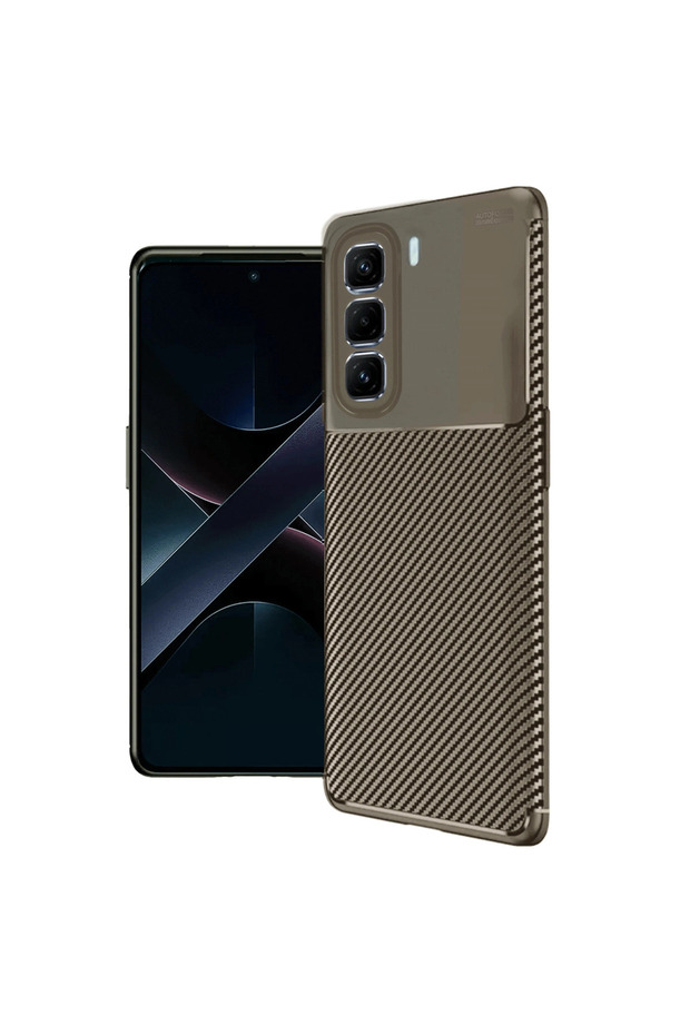 Infinix Hot 50 4g Case Auto Focus Carbon Cover - Brown