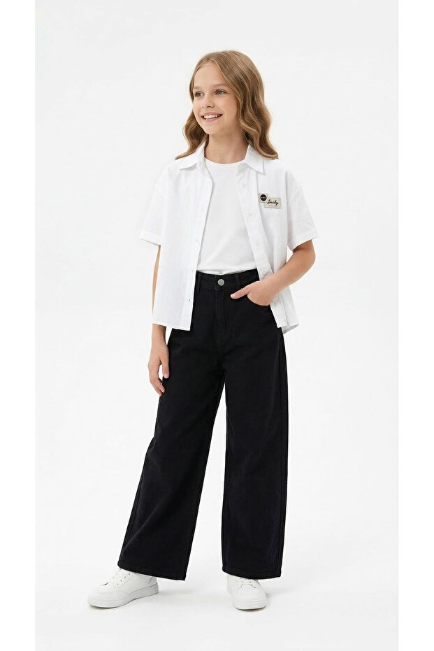 Short Sleeve Shirt, Sleeveless Bodysuit, and Wide Leg Pants 3-Piece Set