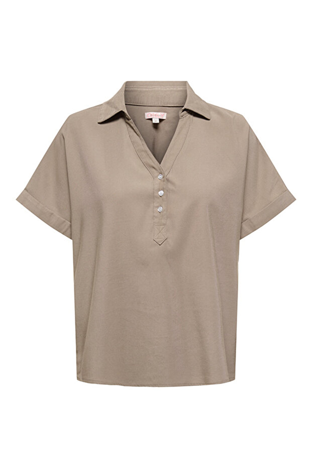 ONLARIS LIFE CAP SLEEVE SHIRT WVN CC Kadın Gri Bluz - 15364279 - 1