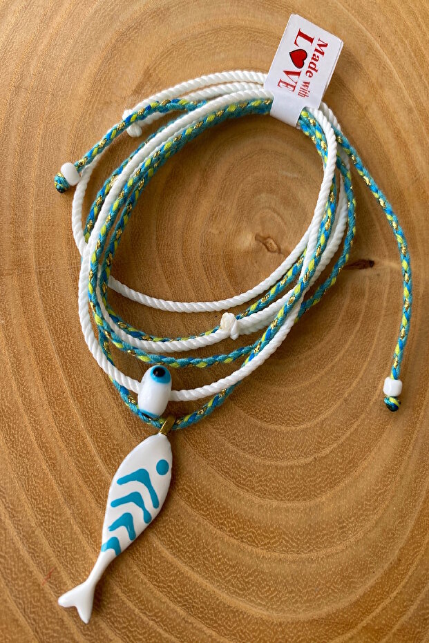 2-Pack Blue Fish Adjustable String Necklace - 3