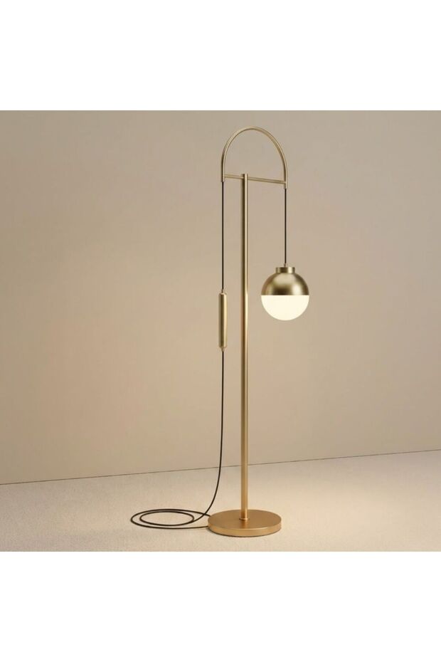 Goldi Glamorous Modern Gold Floor Lamp with Glass Globe Shade – Luxury Contemporary Lighting