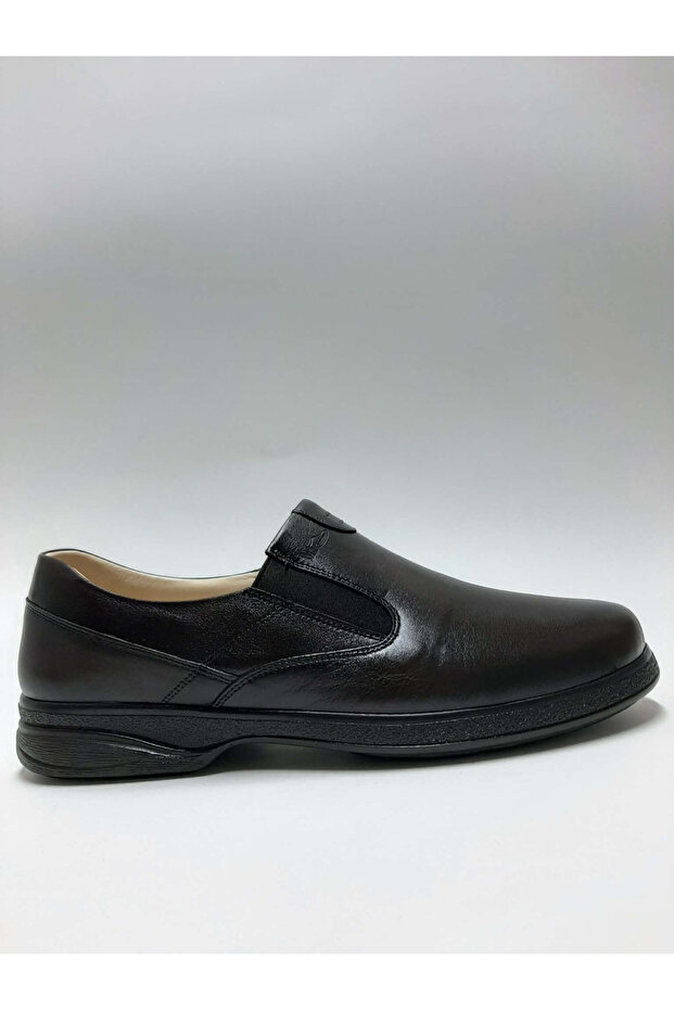 Genuine Leather Brown Laceless Orthopedic Lightweight Comfortable Anatomical Diabetic Men's Shoes