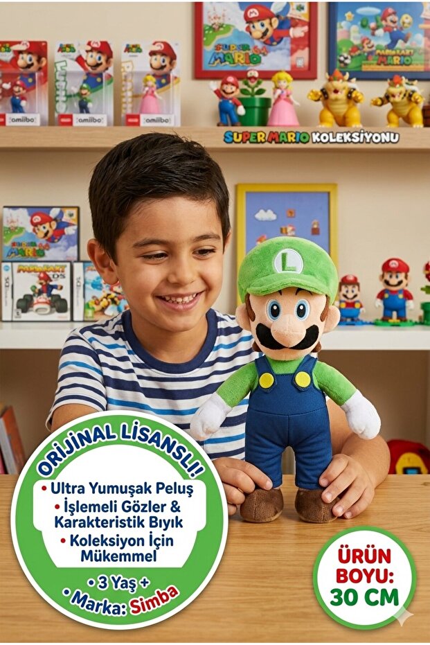 Simba Super Mario Luigi Plush Toy 30 cm Original Licensed Soft Figure Toy