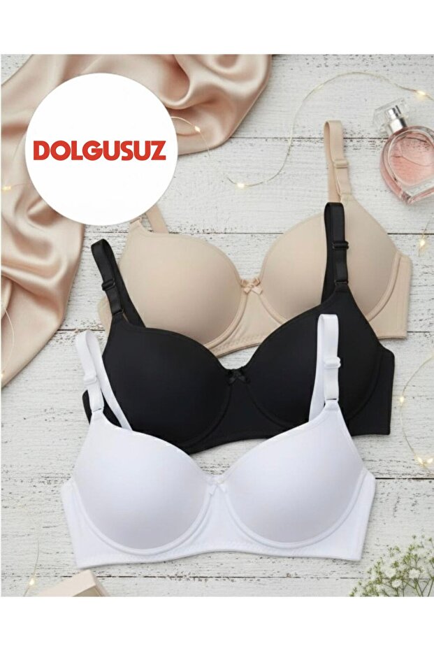 Tektaş Women's Non-Padded 3-Piece Bra with Underwire for Comfortable Daily Use