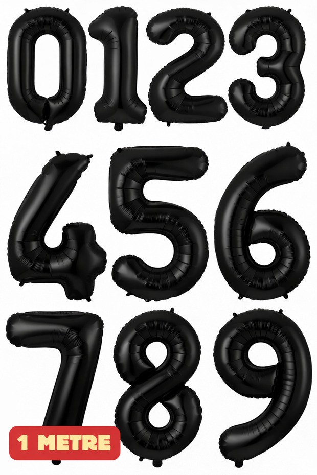 Black 1 Meter Birthday Age Birthday Number Birthday Number Helium Compatible Foil Balloon Large Size
