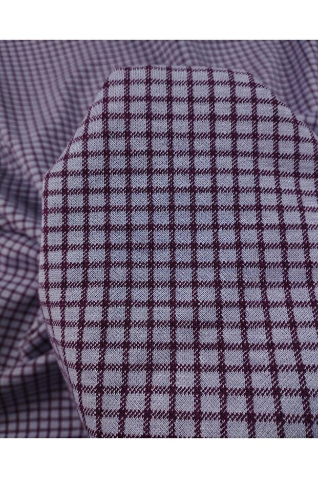 Lilac Burgundy Checkered Jacquard Knitted Fabric 160X350Cm