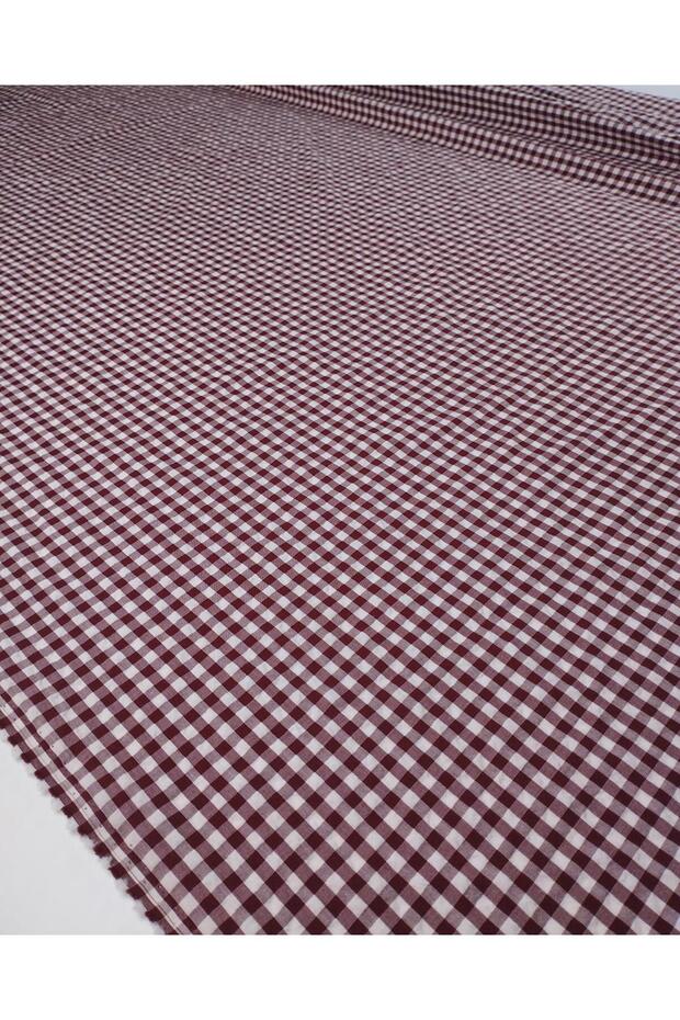 Ecru and Burgundy Colored Seersucker Fabric 140X340Cm