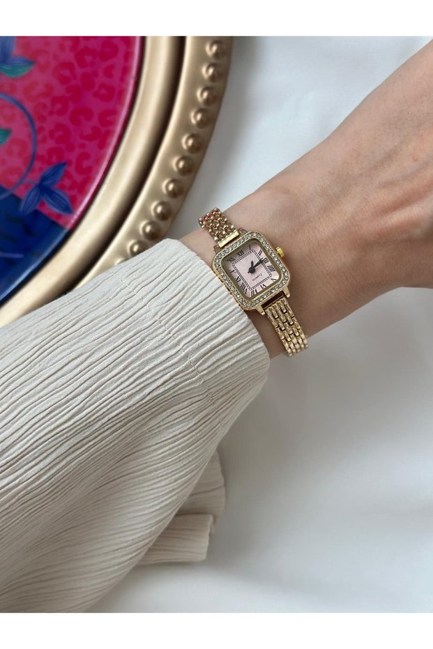 Silvia Model Gold Pink Metal Cord Vintage Series Women's Wristwatch
