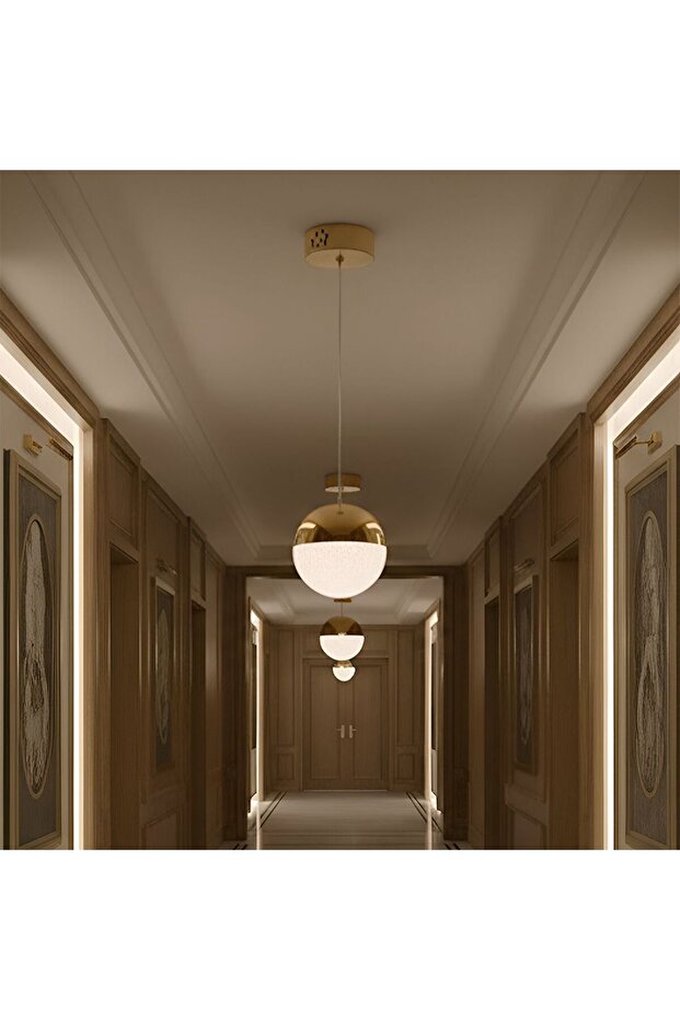 Solitare LED Pendant 3-Color Dimmable 2.5 Adjustable Length-French Gold