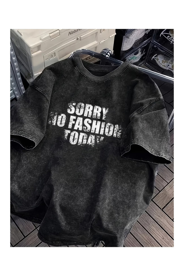 Silatrend Printed Premium Quality Vintage Wash Street Style Oversize T-Shirt Anthracite