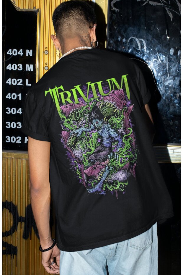 Trivium Rock Metal Music Band Back Printed Unisex Oversize T-Shirt
