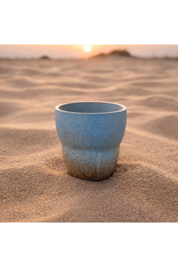 Gradir Blue Ceramic Cup – 170ml Handmade Artisanal Drinkware – Rustic Elegant Coffee & Tea Cup, Home Décor & Gift