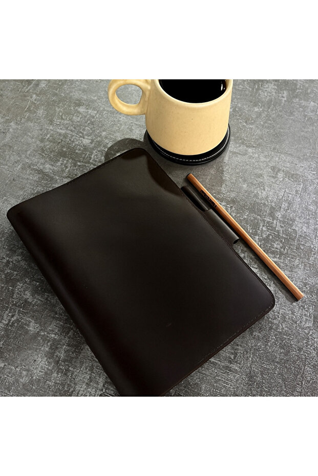 Premium Black Leather Diary – Handcrafted 22 × 16 cm Journal with Premium Writing Paper & Wooden Pencil, Luxury Gift-Ready Executive Notebook