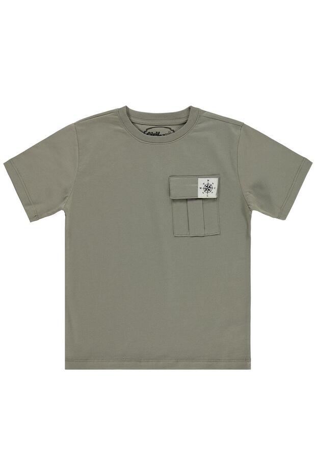 T-Shirt with Front Pocket for Ages 10-13 - Gray