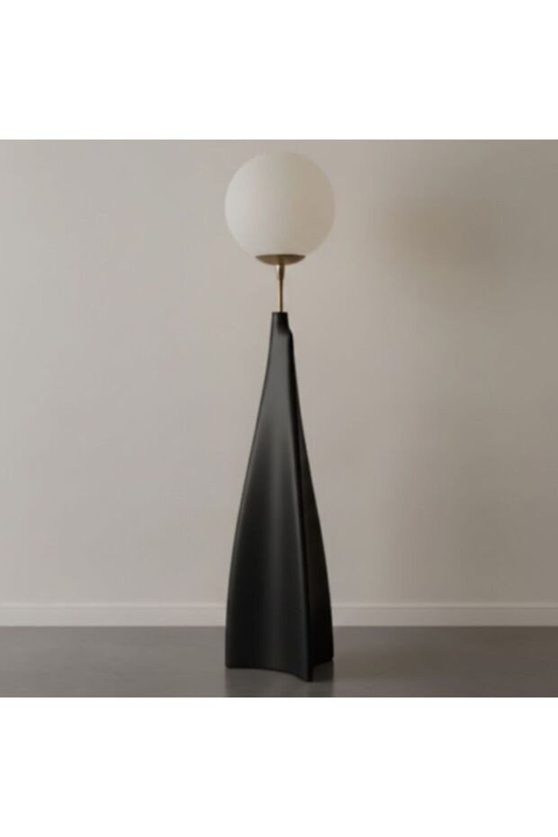 Tanali Wabi-Sabi Black Sculptural Wood Floor Lamp – Minimalist Modern Japanese Standing Light