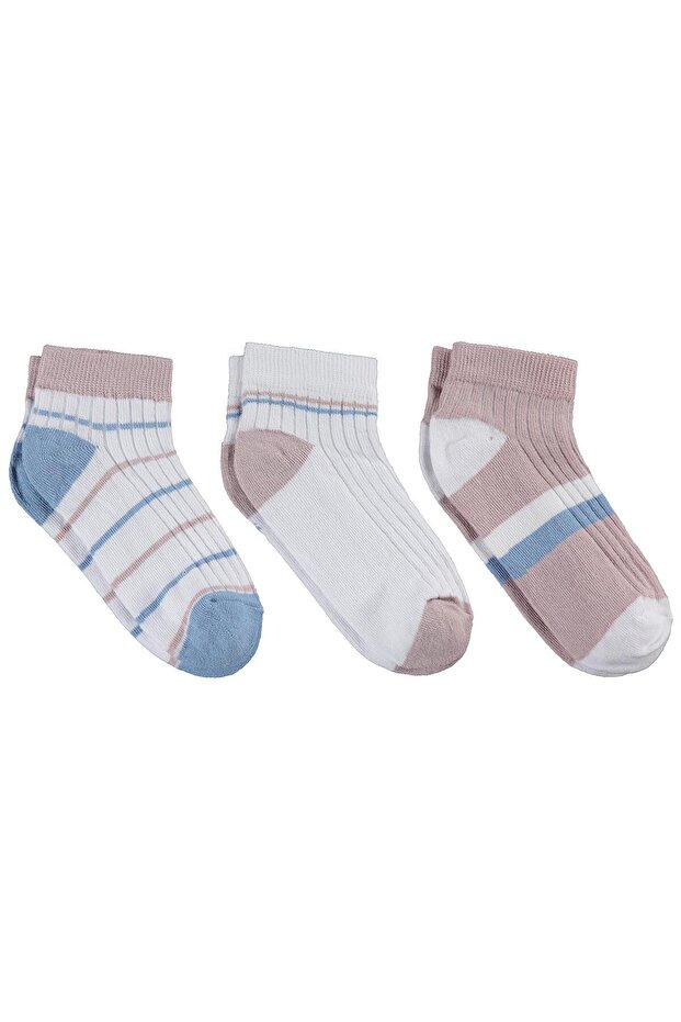 Civil Girls' Derby Striped 3-Piece Girls' Booties Socks |   School Nursery and Daily Use