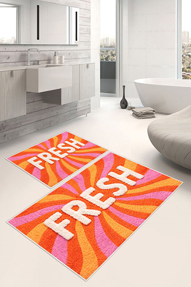 Fresh Textile Digital Printed Washable 2-Piece Bath Mat (50X60-60X100)