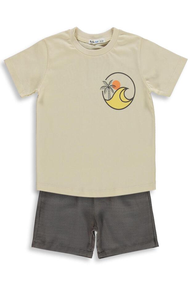 Sand Wave Printed Set for 2-5 Years - Brown