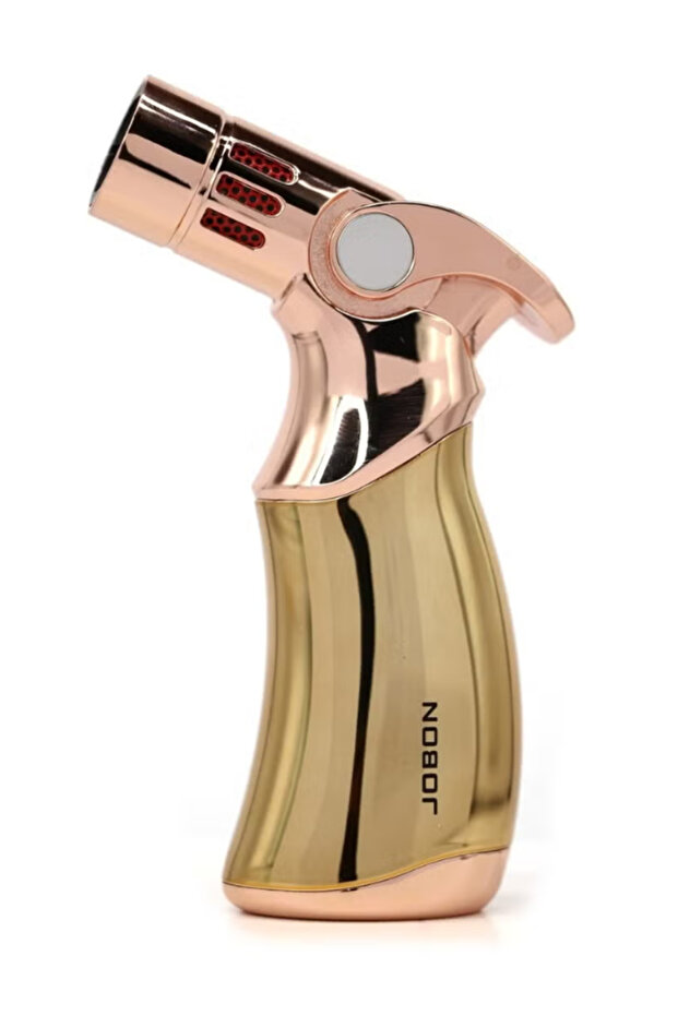 Jet Flame Windproof Gas Lighter – Blue Flame, Refillable Pocket Lighter for BBQ & Home - Gold