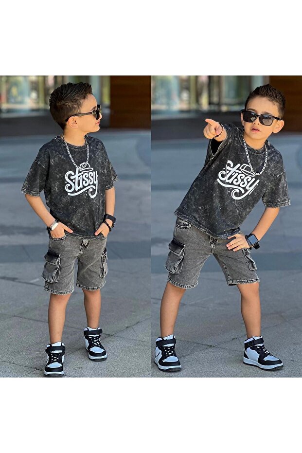 طقم مطبوع للأولاد من STUSSY-2050
