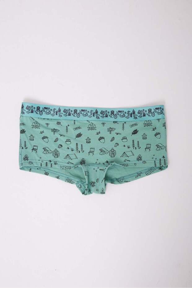 Cotton Lycra Printed Boyshort Set of 3 Women's Panties Patterned Çağla