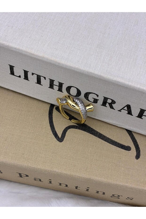Gold Color Zircon Stone Spiral Model Special Series Adjustable Brass Ring T3