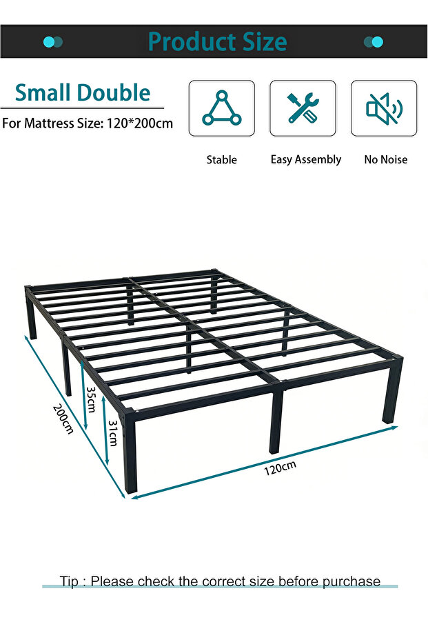 Metal Bed Frame: Simple, heavy-duty single platform with under-bed storage.