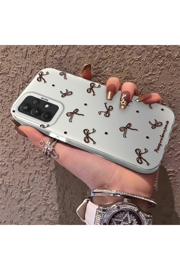 Samsung Galaxy A32 4g Compatible High-Quality Brown Bow and Dot Printed Case