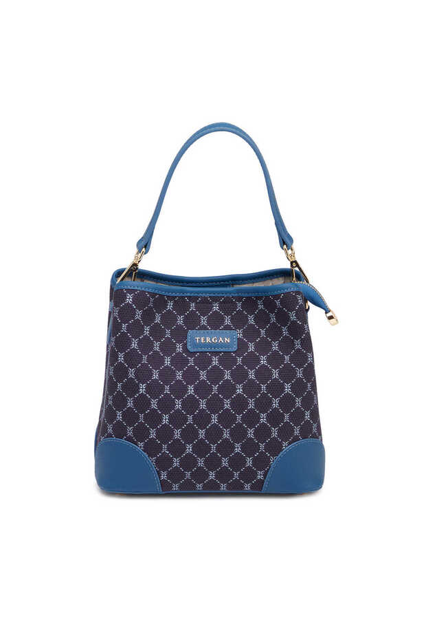 Navy Blue Textile Women's Shoulder Bag - S26Y1Twc0710-I3W